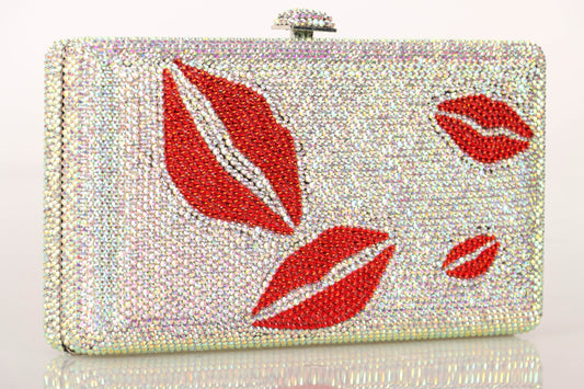 Love-Kissed Crystal Heart Clutch