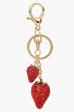 Strawberry Crystal Key Charm