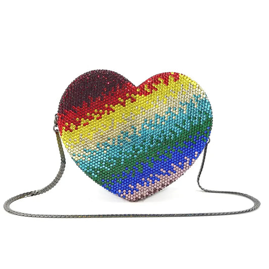 Rainbow Crystal Loveheart Clutch