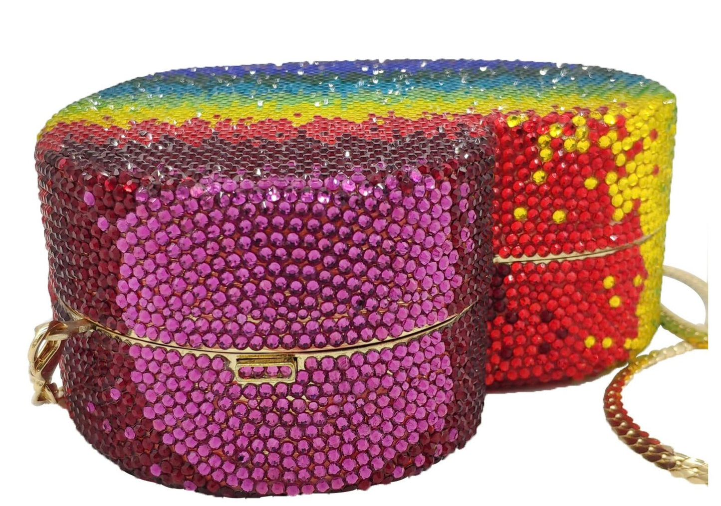 Rainbow Crystal Loveheart Clutch